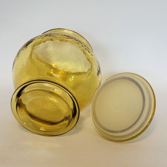 Vintage Pebble Glass Apothecary Glass Jar Container 9" Yellow Amber. - Picture 8 of 10